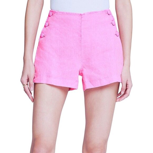 L'Agence Jude High-Rise Sailor Shorts Womens Size 23 Pink Linen Casual Chic